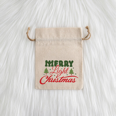 12 komada božićnog nakita Poklon Vrećica s uzicom Djed Mraz Snjegović Pamuk Laneno Platno Vrećica od jute Slatkiši Jabuka Džep