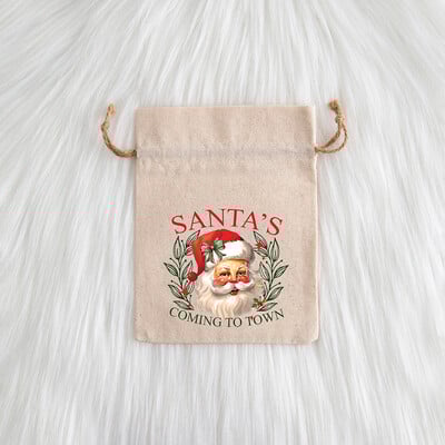 12 komada božićnog nakita Poklon Vrećica s uzicom Djed Mraz Snjegović Pamuk Laneno Platno Vrećica od jute Slatkiši Jabuka Džep