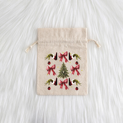 12 komada božićnog nakita Poklon Vrećica s uzicom Djed Mraz Snjegović Pamuk Laneno Platno Vrećica od jute Slatkiši Jabuka Džep