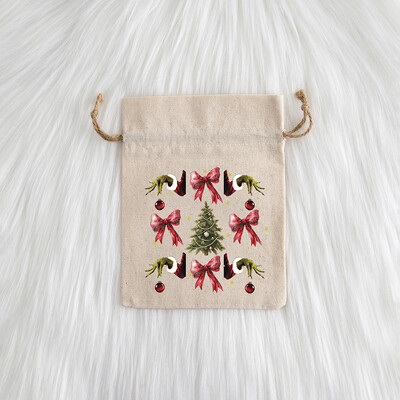 12 komada božićnog nakita Poklon Vrećica s uzicom Djed Mraz Snjegović Pamuk Laneno Platno Vrećica od jute Slatkiši Jabuka Džep