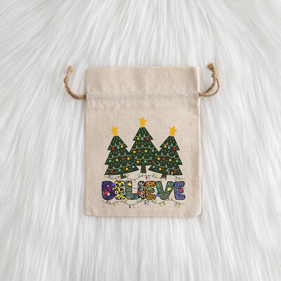 12 komada božićnog nakita Poklon Vrećica s uzicom Djed Mraz Snjegović Pamuk Laneno Platno Vrećica od jute Slatkiši Jabuka Džep