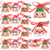 12/24db karácsonyi cukorka díszdoboz címke szalaggal Rajzfilm süti csokoládé csomagolódobozok 2025 karácsonyi újévi parti Navidad Noel