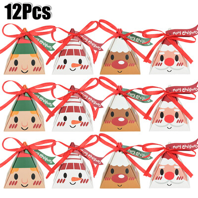 12/24db karácsonyi cukorka díszdoboz címke szalaggal Rajzfilm süti csokoládé csomagolódobozok 2025 karácsonyi újévi parti Navidad Noel
