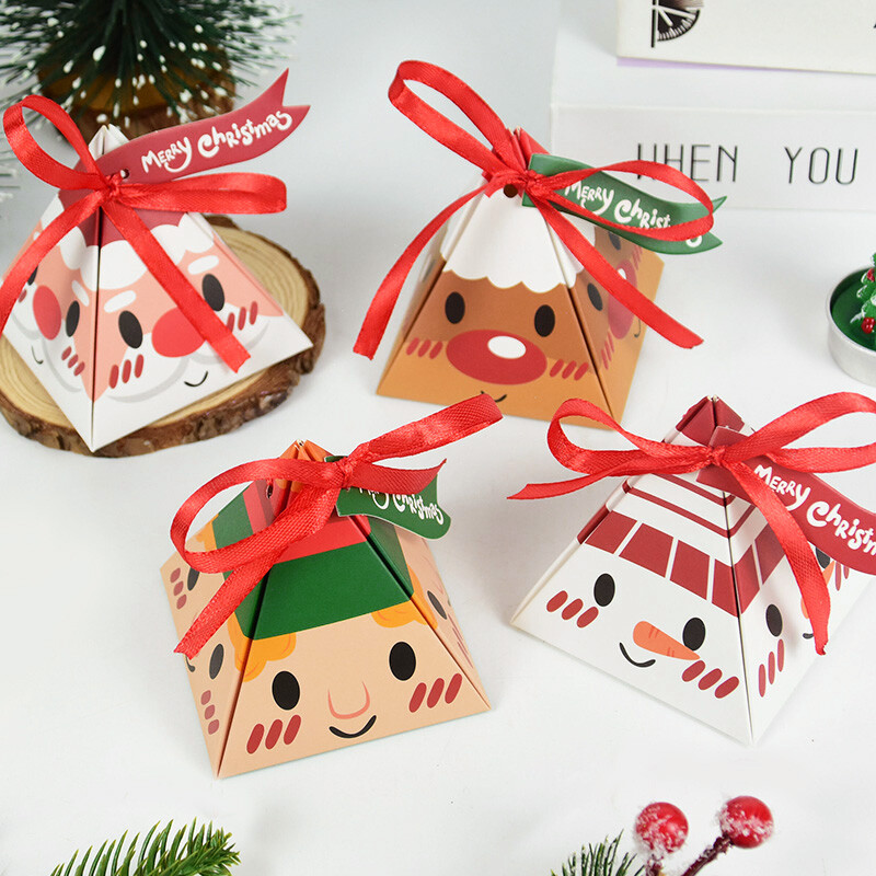12/24db karácsonyi cukorka díszdoboz címke szalaggal Rajzfilm süti csokoládé csomagolódobozok 2025 karácsonyi újévi parti Navidad Noel