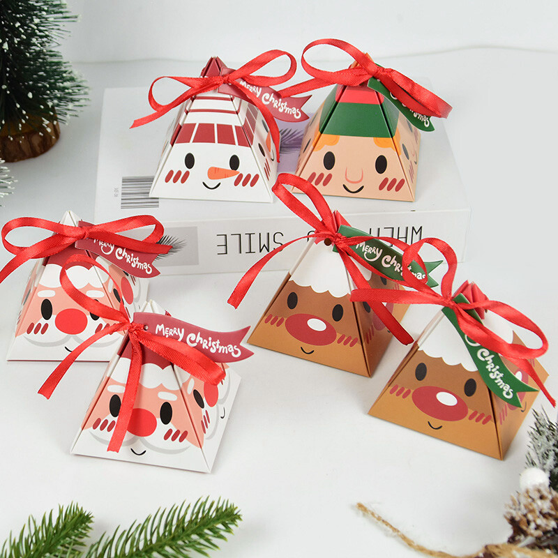 12/24db karácsonyi cukorka díszdoboz címke szalaggal Rajzfilm süti csokoládé csomagolódobozok 2025 karácsonyi újévi parti Navidad Noel