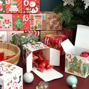 24 τεμ. DIY Advent Calendar Treat Boxes 24 ημέρες αντίστροφη μέτρηση για χριστουγεννιάτικα κουτιά δώρου Χριστουγεννιάτικο πάρτι για διακοσμητικό γάμου γιορτινή μπομπονιέρα