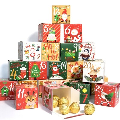 24 τεμ. DIY Advent Calendar Treat Boxes 24 ημέρες αντίστροφη μέτρηση για χριστουγεννιάτικα κουτιά δώρου Χριστουγεννιάτικο πάρτι για διακοσμητικό γάμου γιορτινή μπομπονιέρα