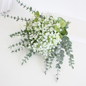 15/30 τεμ. Baby\'s Breath Τεχνητά λουλούδια Gypsophila Eucalyptus Leaves Fake λουλούδι για γάμο Νυφική ανθοδέσμη Διακόσμηση δωματίου στο σπίτι