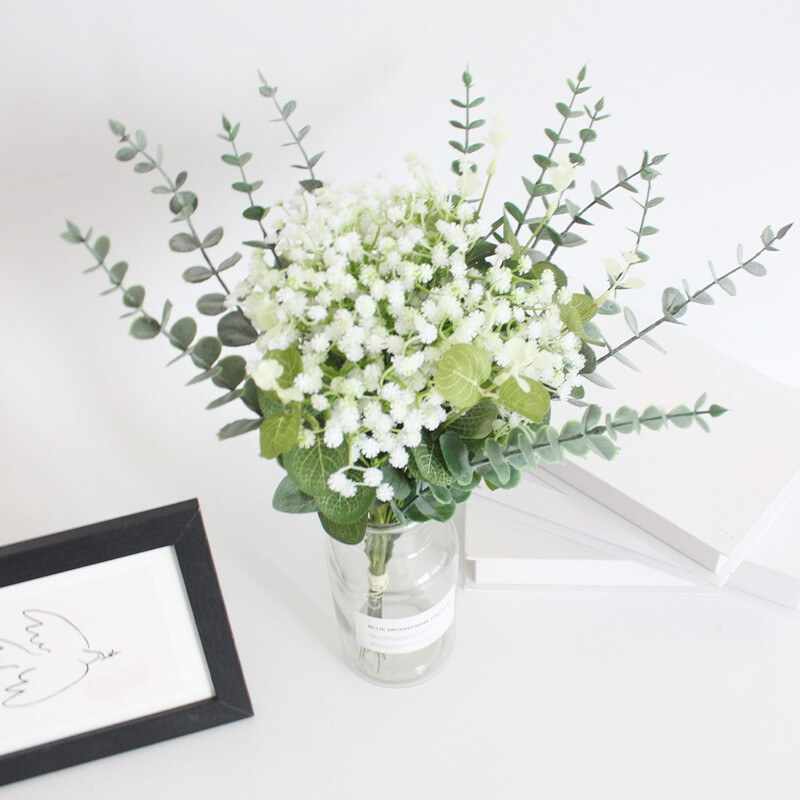 15/30 ks Umelé kvety Baby's Breath, listy eukalyptu, umelý kvet na svadobnú kyticu, dekoráciu do izby