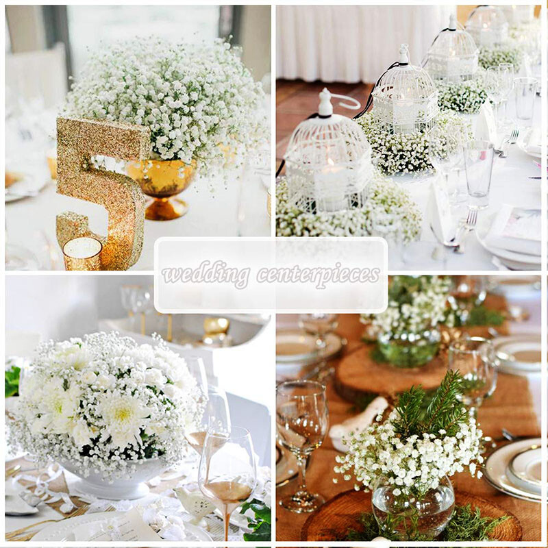 15/30 ks Umelé kvety Baby's Breath, listy eukalyptu, umelý kvet na svadobnú kyticu, dekoráciu do izby