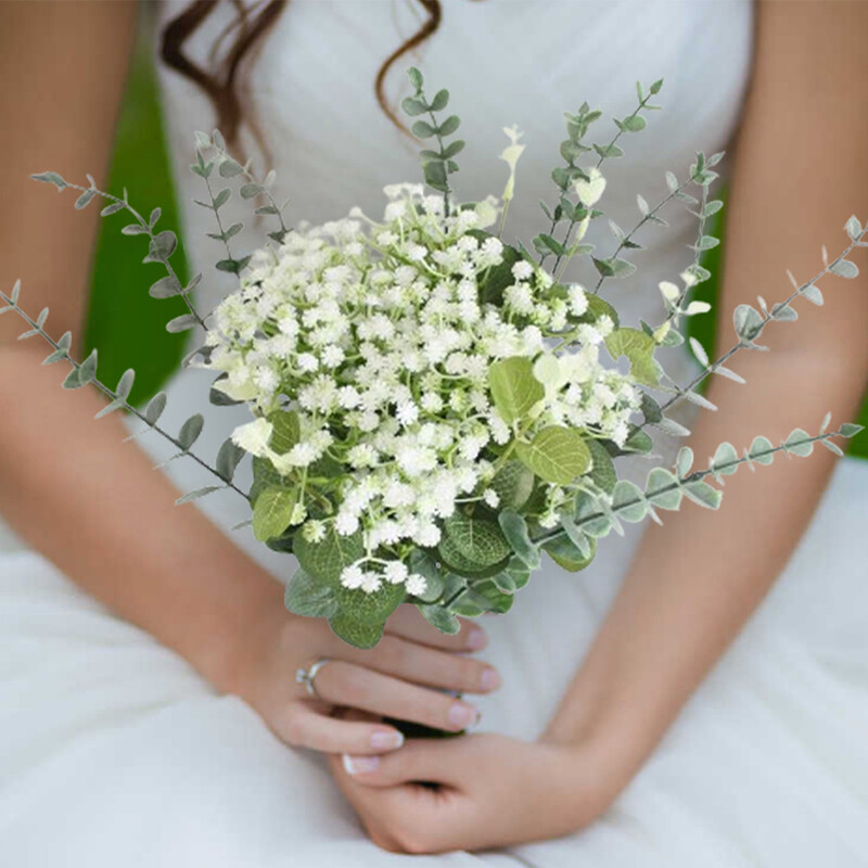 15/30 ks Umelé kvety Baby's Breath, listy eukalyptu, umelý kvet na svadobnú kyticu, dekoráciu do izby