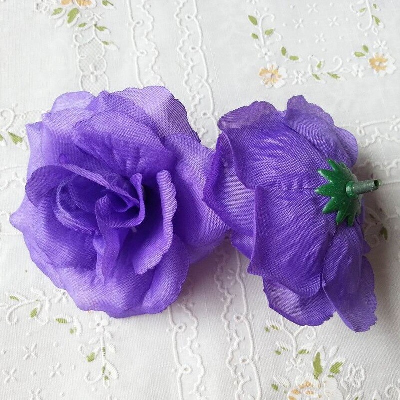 10 ks 8 cm oranžovobiele umelé ružové kvetinové hlavičky z hodvábu, DIY svadobné dekorácie do domu, slávnostné párty potreby, látkové kvety