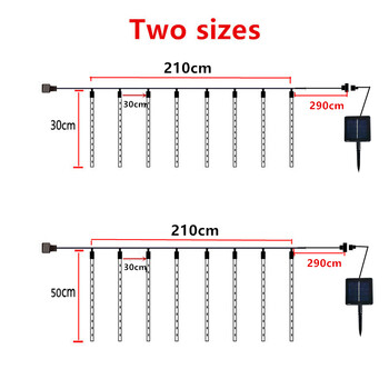 Ηλιακό φως Led Υπαίθριο μετεωρικό ντους Φώτα βροχής Αδιάβροχο ντεκόρ κήπου Εξωτερική γιρλάντα δρόμου Πρωτοχρονιάτικη Χριστουγεννιάτικη διακόσμηση