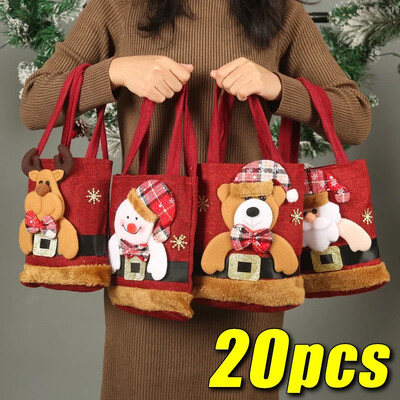 1PCS Коледни подаръчни чанти Чанти Tote Чанти Чанти за бонбони Снежен човек Мече Подаръчни чанти Чанти за съхранение Коледна украса