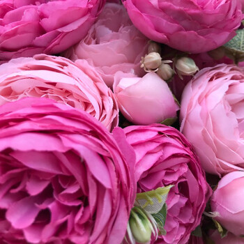 2018 Silk Rose Peony Τεχνητά λουλούδια Όμορφη ανθοδέσμη Flores για γαμήλιο πάρτι Διακόσμηση σπιτιού Mariage Fake Flowers A49B25