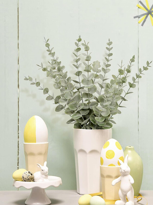 5/10db eukaliptusz szár Mesterséges eukaliptusz levelek otthonra szoba virágok csokor esküvői dekoráció karácsonyi dekoráció