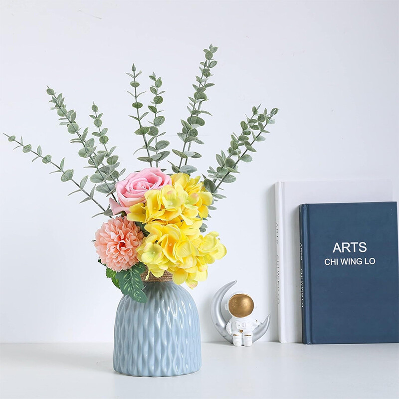 5/10db eukaliptusz szár Mesterséges eukaliptusz levelek otthonra szoba virágok csokor esküvői dekoráció karácsonyi dekoráció