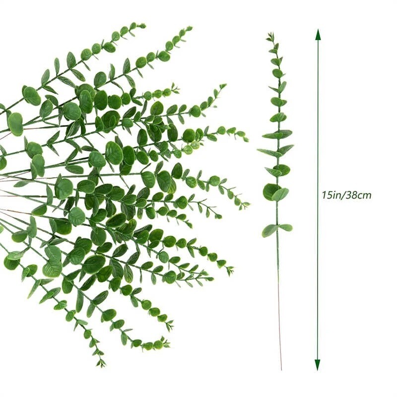 5/10db eukaliptusz szár Mesterséges eukaliptusz levelek otthonra szoba virágok csokor esküvői dekoráció karácsonyi dekoráció