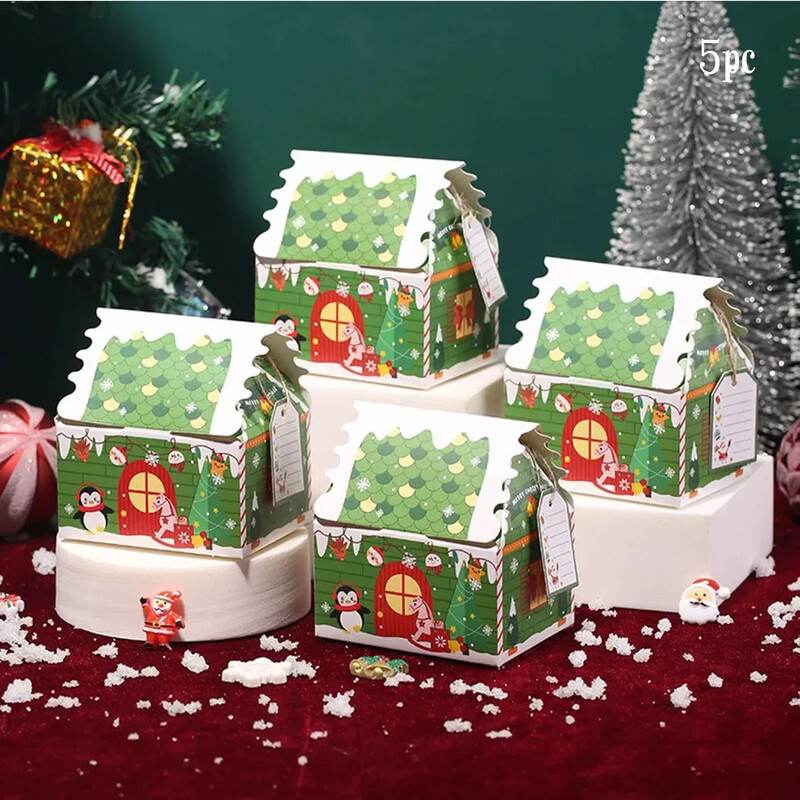 5 ks vianočných snehových vločiek, cukrovinky, vianočný kreslený Santa Claus, kraftový papier, balenie, veselé vianočné darčekové tašky, nový rok