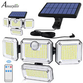 20W solárne svetlo 122/333LED IP65 vodotesné vonkajšie/vnútorné solárne záhradné svietidlo s nastaviteľnou hlavou, širokým uhlom osvetlenia s 3 režimami