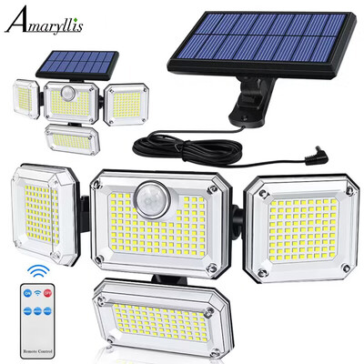 20w saulės lemputė 122/333led IP65 vandeniui atspari lauko saulės sodo lempa su reguliuojamu galvutės plataus apšvietimo kampu su 3 režimais