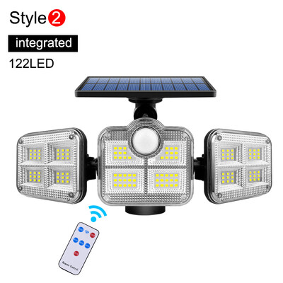 20W solárne svetlo 122/333LED IP65 vodotesné vonkajšie/vnútorné solárne záhradné svietidlo s nastaviteľnou hlavou, širokým uhlom osvetlenia s 3 režimami