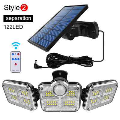 20W solárne svetlo 122/333LED IP65 vodotesné vonkajšie/vnútorné solárne záhradné svietidlo s nastaviteľnou hlavou, širokým uhlom osvetlenia s 3 režimami