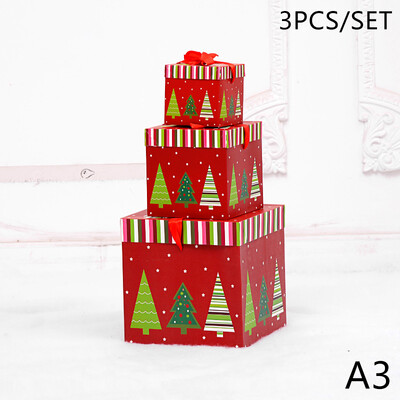 Papirnata božićna poklon kutija od 3 kom. Božićna kutija za slatkiše Lagani festivalski ukrasi Kvadratni ukras koji se može složiti