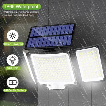 Solar Light Outdoor 328/348 LED Ενσωματωμένος Super Bright Αισθητήρας Κίνησης Ισχυρή Ισχύς IP65 Αδιάβροχο 3 Λειτουργίες Τοίχος κήπου