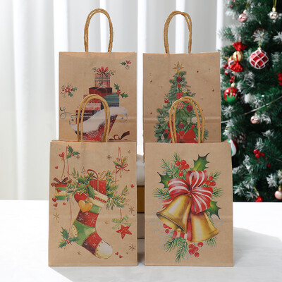 Božićne torbice od kraft papira od 4 KOM 2024. Vreća za božićne darove Sretan Božić Dekoracija za dom Božić Navidad Nova godina Vreće za pakiranje