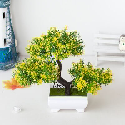 Plantă artificială Bonsai din plastic pentru copac mic, plantă falsă, ornamente în ghivece pentru flori pentru acasă, masă, grădină, hotel, decorare