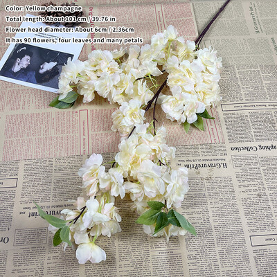 Umelý čerešňový kvet, ružový, biely, čerešňový strom, hodvábny kvet, jarná čerešňa, DIY bonsai, oblúk, svadobné rekvizity, bytová dekorácia