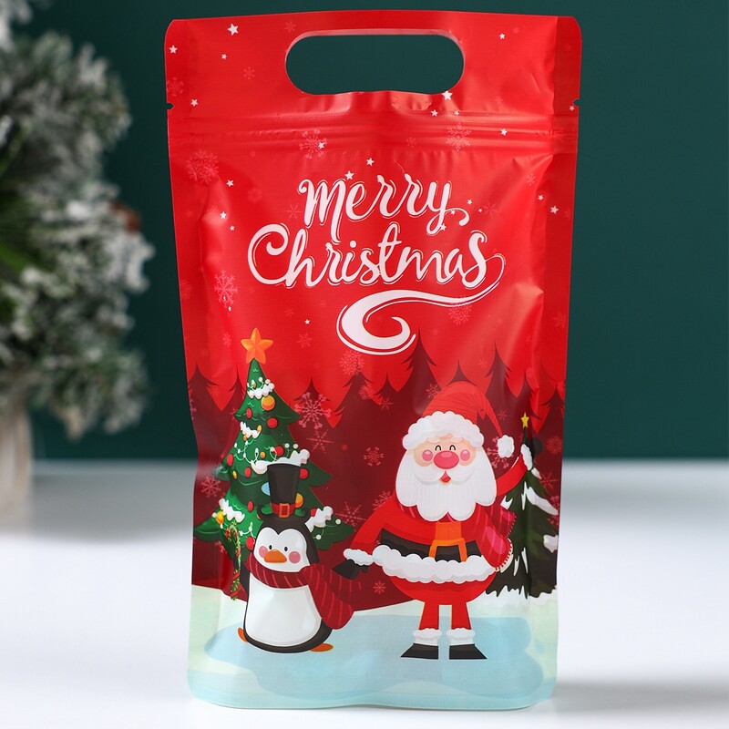Vianočné stojace tašky so zipsom Santa Claus, vianočná dekorácia do domácnosti 2024, vianočné cukrovinky, sušienky, novoročný darček 2025