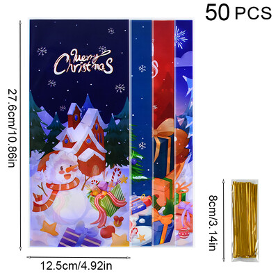 50db karácsonyi cukorka táskák Mikulás hóember süti csomagoló táskák karácsonyi ajándékcsomagoló táska Boldog új évet Navidad Noel party dekorációs kellékek