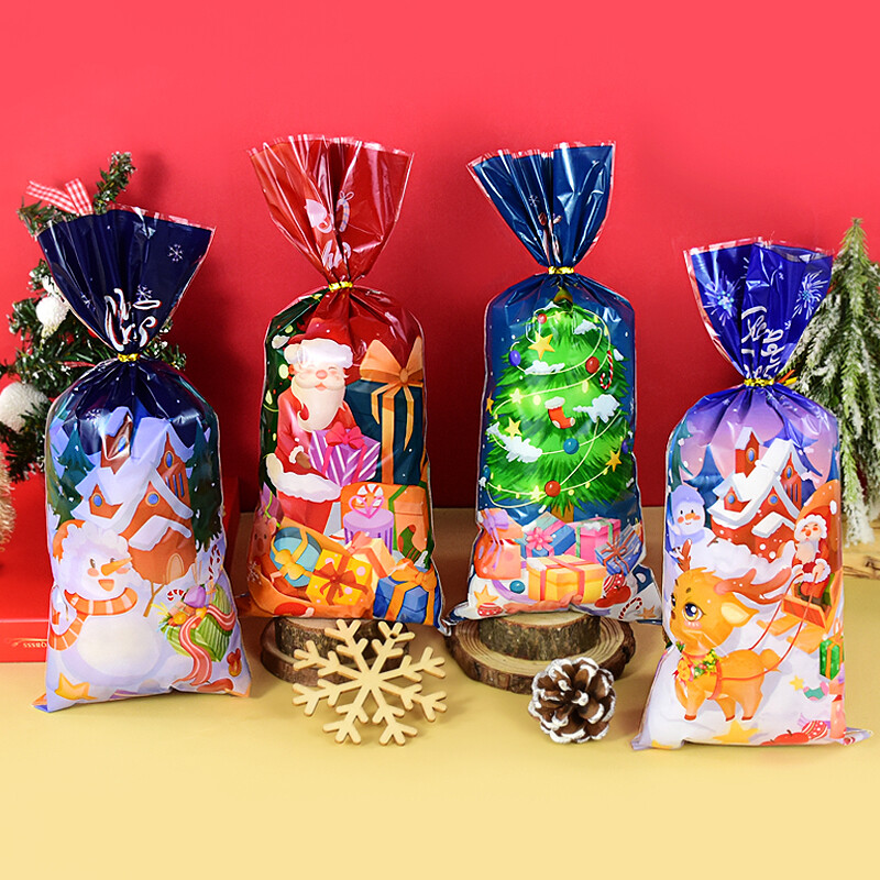 50db karácsonyi cukorka táskák Mikulás hóember süti csomagoló táskák karácsonyi ajándékcsomagoló táska Boldog új évet Navidad Noel party dekorációs kellékek