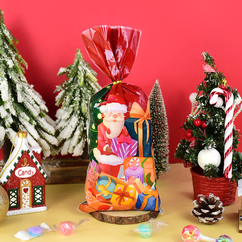 50db karácsonyi cukorka táskák Mikulás hóember süti csomagoló táskák karácsonyi ajándékcsomagoló táska Boldog új évet Navidad Noel party dekorációs kellékek