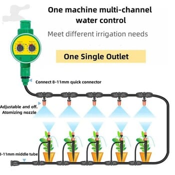 Green Outdoor Smart Irrigate Timer Garden Πλαστικός ηλεκτρονικός ελεγκτής εύκαμπτων σωλήνων Αυτόματη σύνδεση νερού βρύσης Πότισμα F1Z7