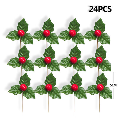 24 ΤΕΜ. Τεχνητό μούρο πουρναριού κόκκινο κεράσι Μικρά φρούτα μεταξωτό λουλούδι DIY Χριστουγεννιάτικες ανθοδέσμες Στεφάνι Γαμήλιο πάρτι Διακόσμηση σπιτιού