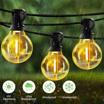 Solar String Lights Outdoor Waterproof G40 10M 20Bulb Globe Solar Lights Outdoor With Remote for Outside Patio Backyard Garden