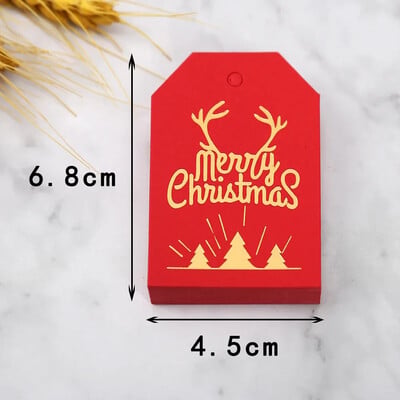 50 ks Veselé Vianoce Vianočné darčekové štítky Červené Biele Papierové Karty Štítky Vianoce Nový rok Párty Tašky Krabice Balenie Visačka Navidad Dodávky