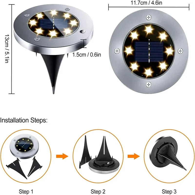 IP68 LED vonkajšie solárne pozemné svetlo Solárne chodníkové palubné svetlá Podzemné svetlo Dvor Príjazdová cesta Trávnik Záhradné dekoračné osvetlenie