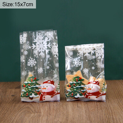 25/50db Hóember süti cukorka zacskó műanyag sütő ajándék csomagoló táska Mikulás karácsonyfadíszek 2024 újévi parti kellékek