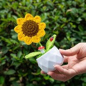 Háčkované kvety Umelé slnečnice Črepníkové Ručne Tkané Rastliny Svadobný Darček Pre Hostí Slnečnicová Dekorácia Izbová Dekorácia Slnečnice