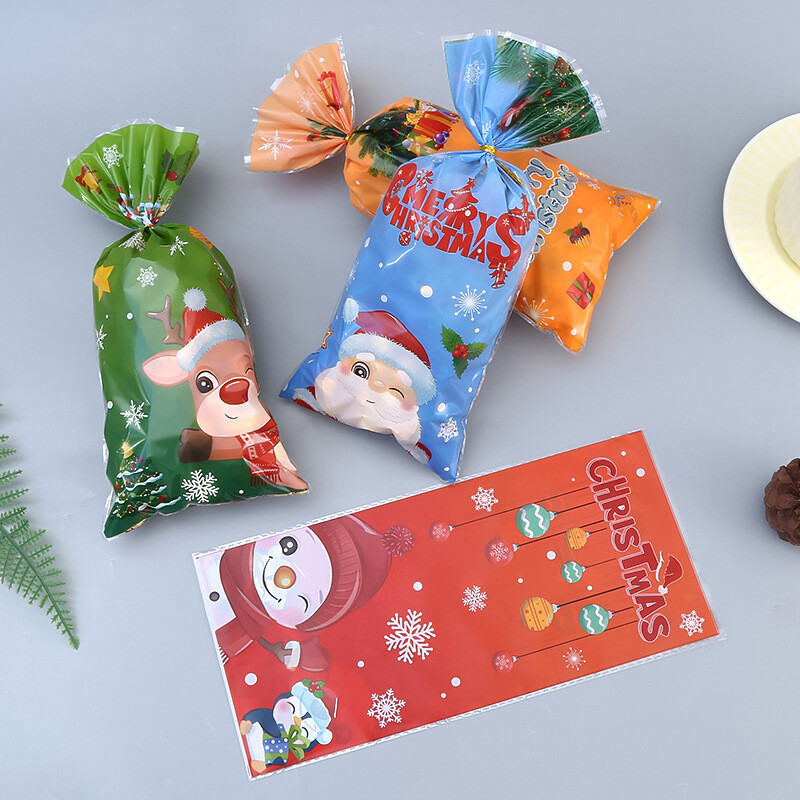 50db Mikulás hóember vegyes cukorka zacskó műanyag ajándéktáska Merry Christmas 2024 lakberendezés karácsonyi újévi bulihoz