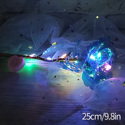 Amžina gėlė Galaxy Rose Dirbtinės gėlės permatomoje dėžutėje Valentino dienos dovana Spalvinga auksinės folijos rožės ornamentas darbalaukyje