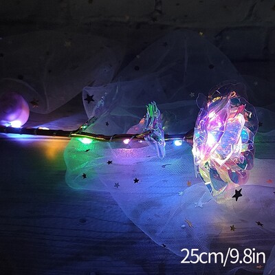 Amžina gėlė Galaxy Rose Dirbtinės gėlės permatomoje dėžutėje Valentino dienos dovana Spalvinga auksinės folijos rožės ornamentas darbalaukyje