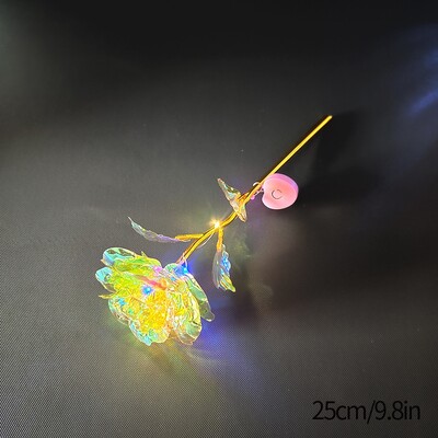 Amžina gėlė Galaxy Rose Dirbtinės gėlės permatomoje dėžutėje Valentino dienos dovana Spalvinga auksinės folijos rožės ornamentas darbalaukyje