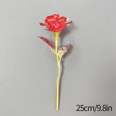 Amžina gėlė Galaxy Rose Dirbtinės gėlės permatomoje dėžutėje Valentino dienos dovana Spalvinga auksinės folijos rožės ornamentas darbalaukyje