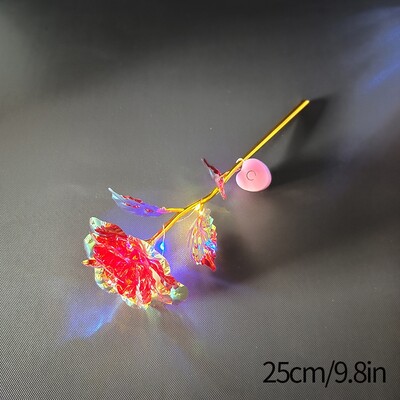 Amžina gėlė Galaxy Rose Dirbtinės gėlės permatomoje dėžutėje Valentino dienos dovana Spalvinga auksinės folijos rožės ornamentas darbalaukyje