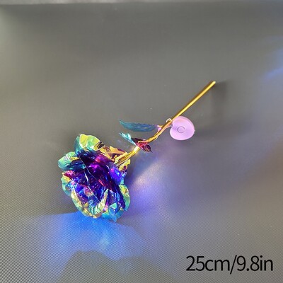 Amžina gėlė Galaxy Rose Dirbtinės gėlės permatomoje dėžutėje Valentino dienos dovana Spalvinga auksinės folijos rožės ornamentas darbalaukyje